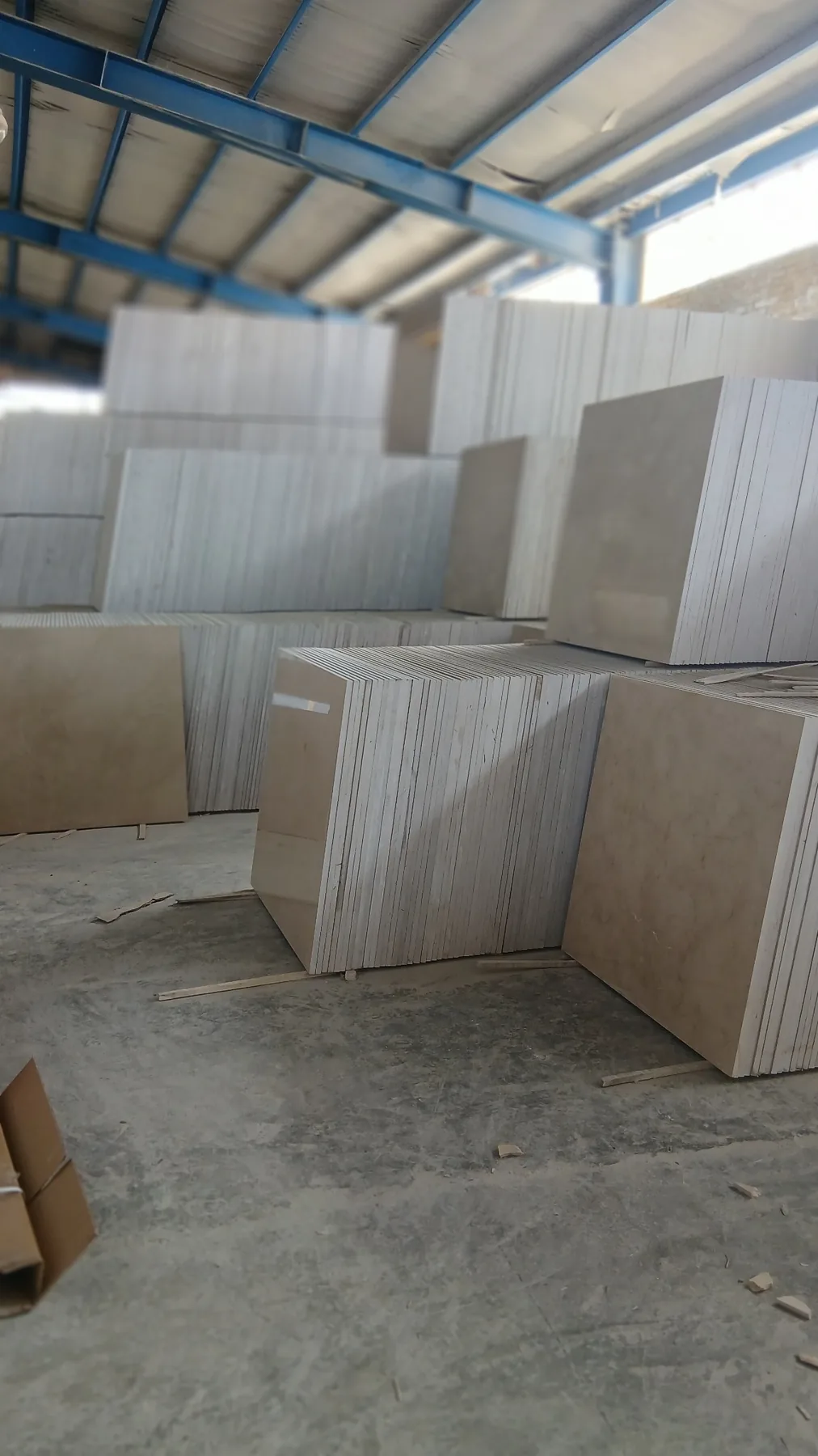 Natural stone slabs prepared at a processing facility